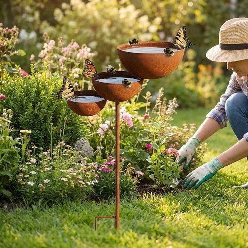 Metal bird bath water - metal,