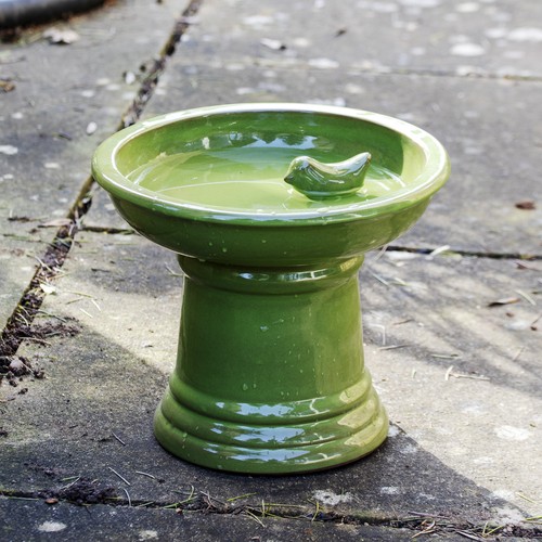 Green round ceramic - round, pedestal