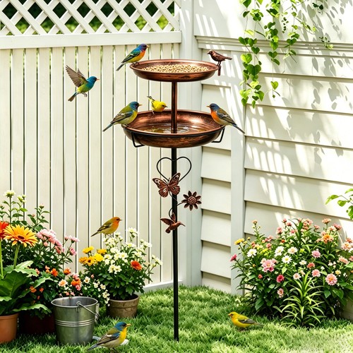 Tall metal bird bath - 46",