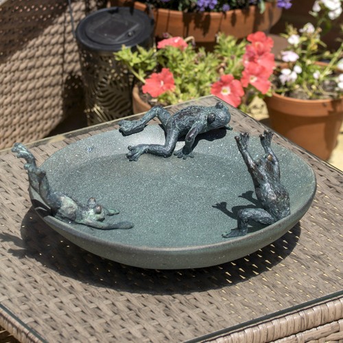Verdigris playful frog garden - playful,