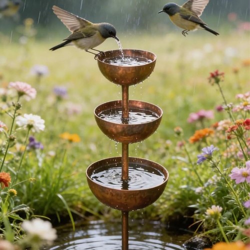 Metal bird bath water - bath,