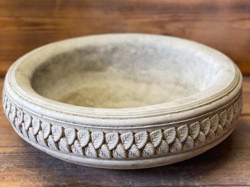 Stone garden leaf bird bath - garden,