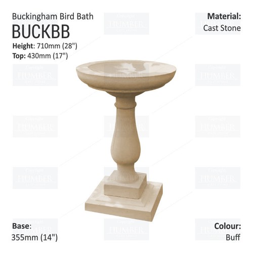 Buckingham stone bird bath - stone,