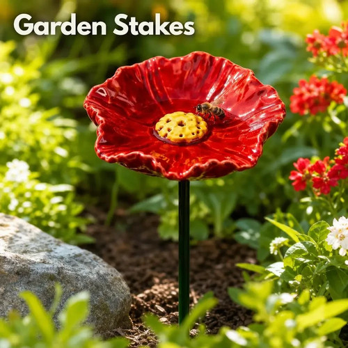 Bird bath stake handmade - stake, metal