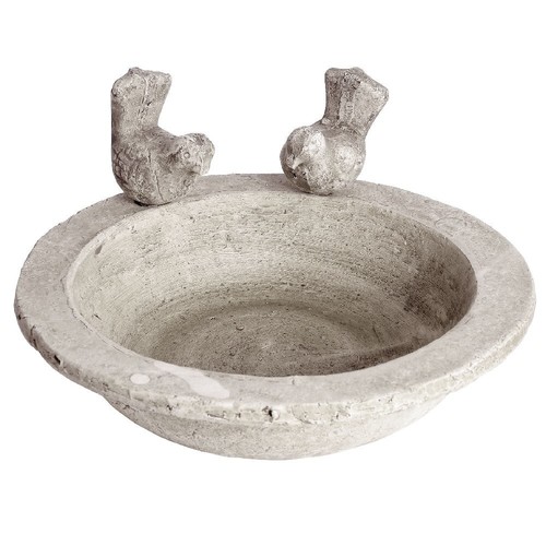 White wash stone textured bird - white,