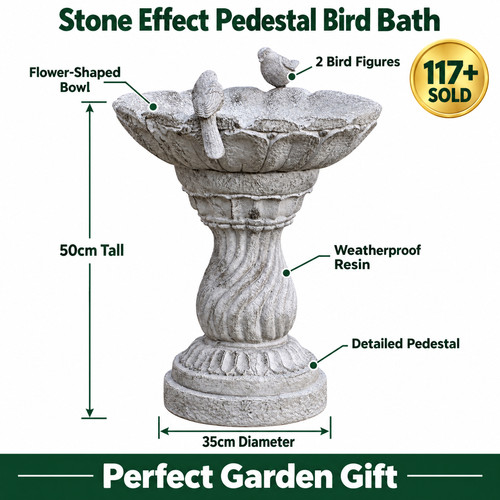 Stone effect pedestal bird - pedestal,